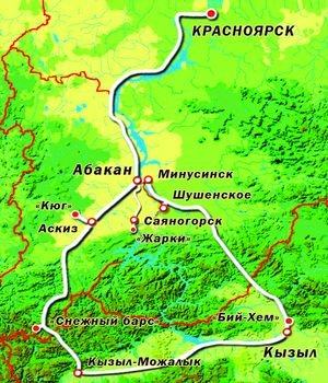 Карта маршрута красноярск минусинск